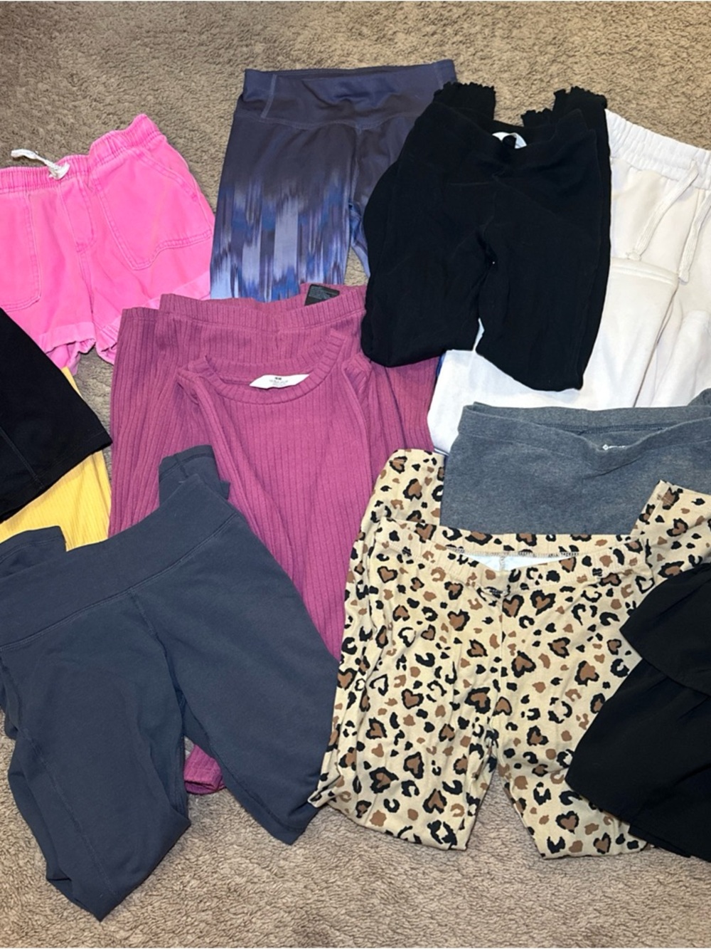Large Lot Girls Pants Leggings Sweats Capri Short Size 7/8